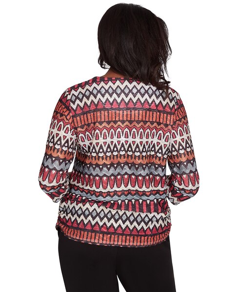 Alfred Dunner® Runway Ready Geometric Crew Neck Top with Side Ruching