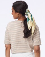 Mini Statement-Stripe Cotton Knit Henley thumbnail number 2