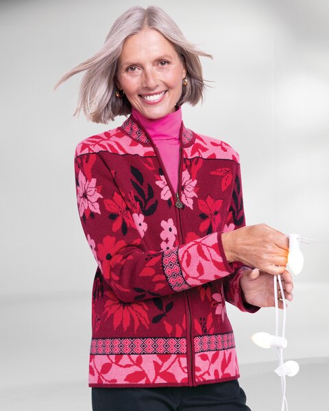 Poinsettia Nordic Cardigan