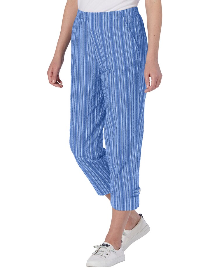 Seersucker Stripe Cropped Pants image number 1