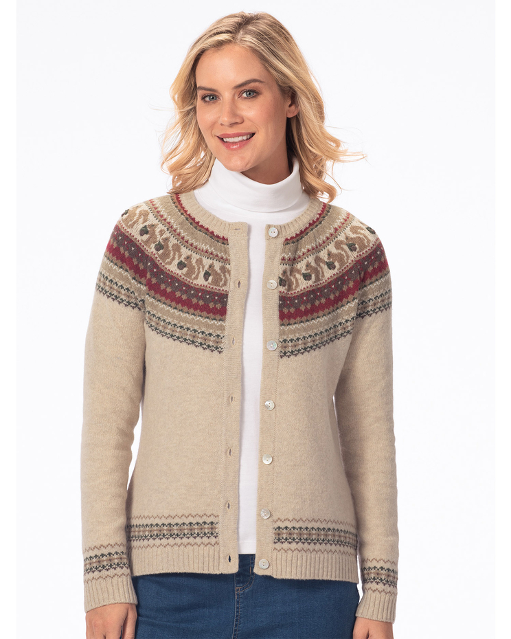 Limited Edition Wool Blend Squirrel Cardigan Sweater image number 1