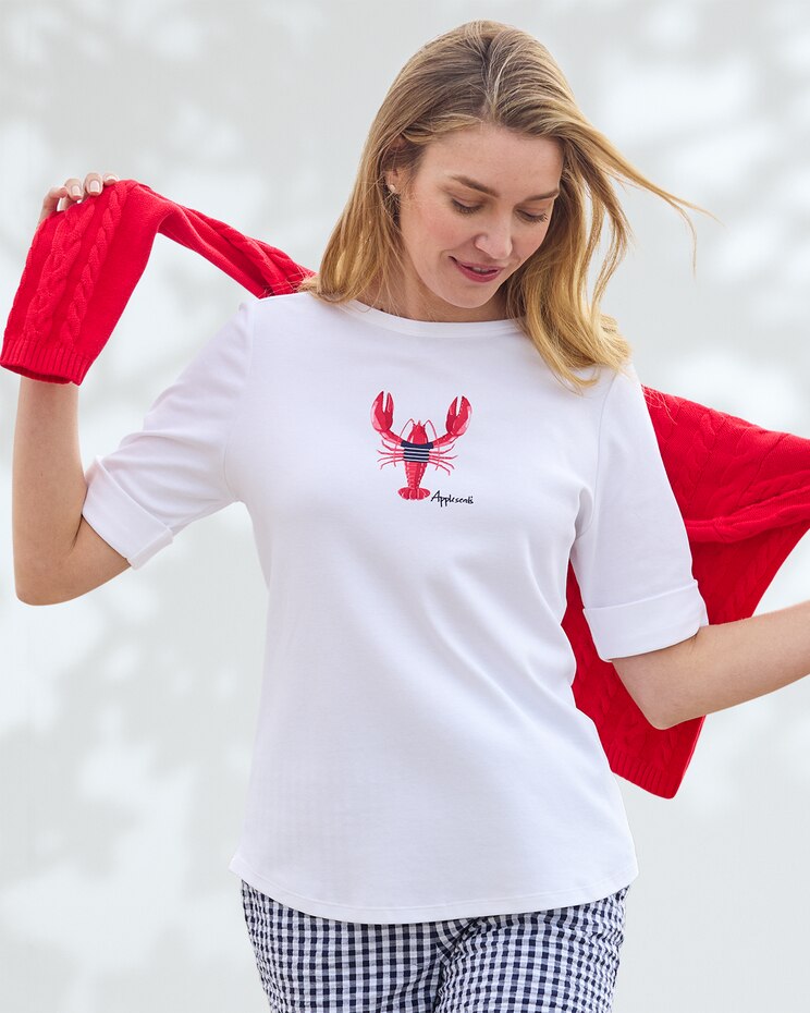 Essential Cotton Lobster Elbow-Sleeve Tee image number 1