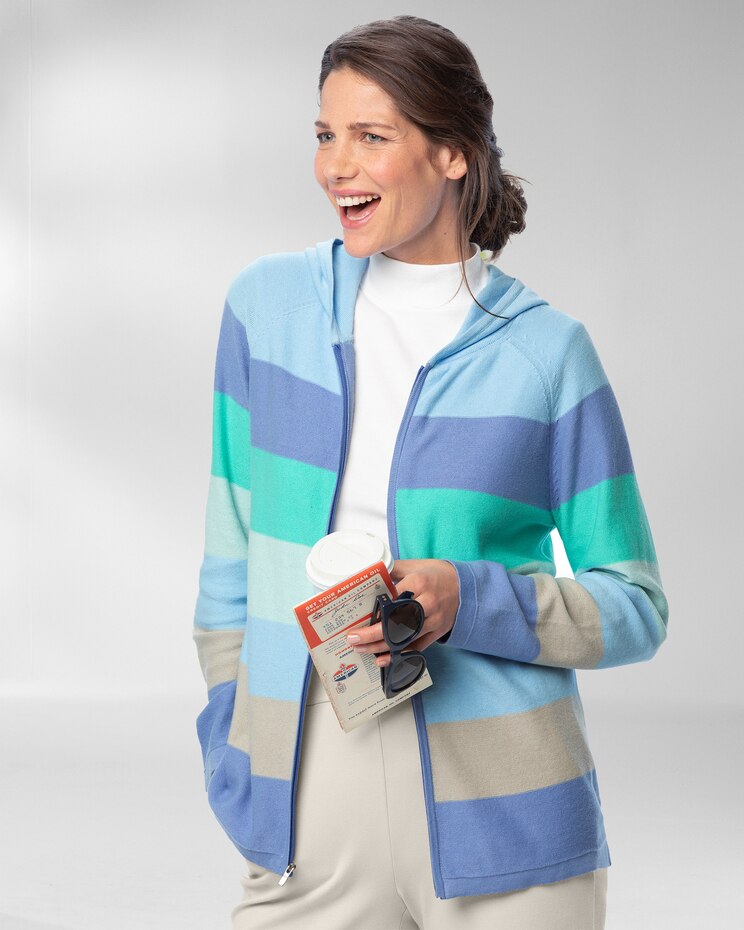 Wide Stripe Zip-Front Hoodie image number 1