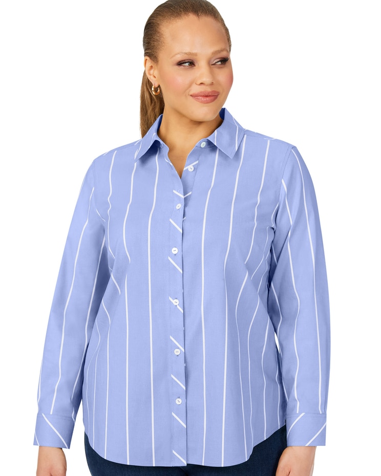 Foxcroft Ava Stretch Non-Iron Simply Stripe Shirt image number 4