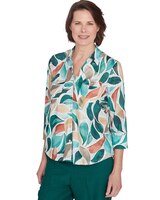 Alfred Dunner® Emerald Isle Abstract Leaf Top with Bell Sleeves thumbnail number 3