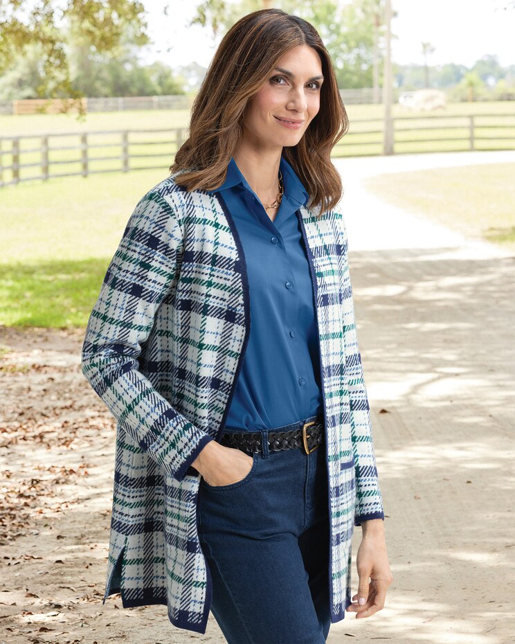 Highland Plaid Long Cardigan image number 1