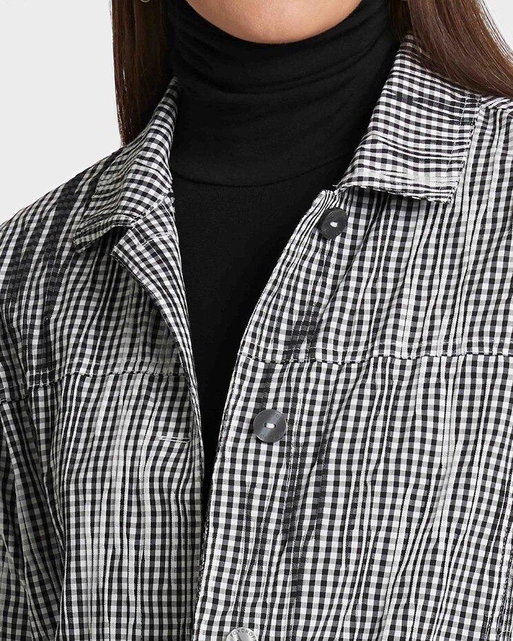 Foxcroft Thelma Mini Gigham Crinkle Jean Jacket image number 7