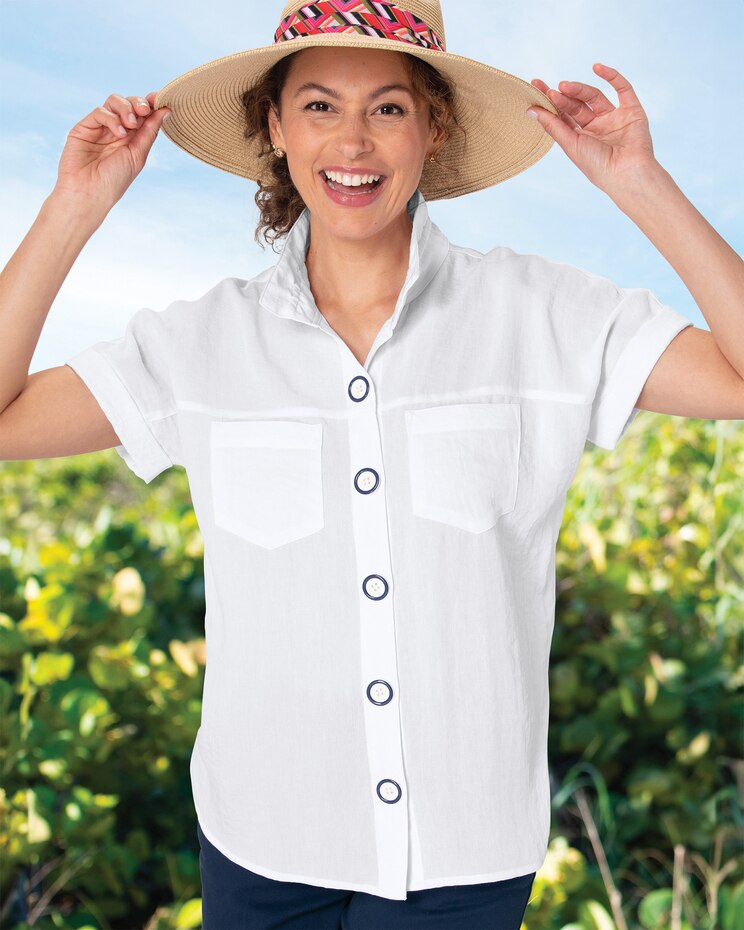 Crinkle Patch-Pocket Camp Shirt image number 1