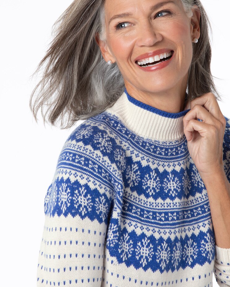 Snowflake Fair Isle Mockneck Sweater image number 2