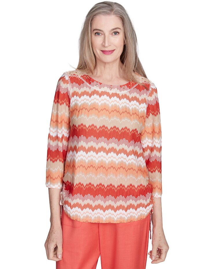 Alfred Dunner® Catalina Island Modern Chevron Drawstring Top image number 1