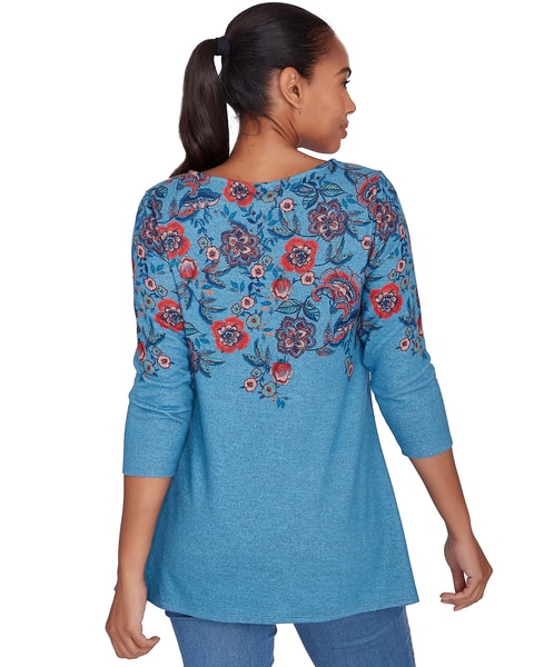 Ruby Rd® Cozy Season Knit Floral Vine Top