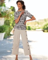 Sahara Side-Button Cotton-Knit Cropped Pants thumbnail number 3