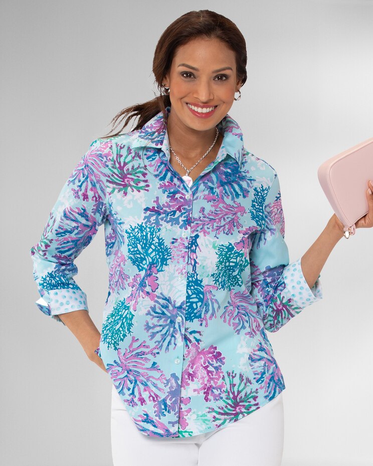 Foxcroft® Non-Iron Coral Reef Shirt image number 1