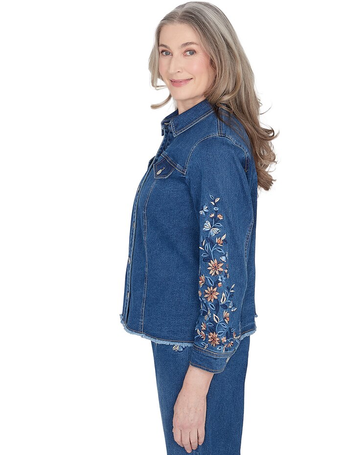 Alfred Dunner® Scottsdale Floral Embroidered Fringe Jacket image number 4
