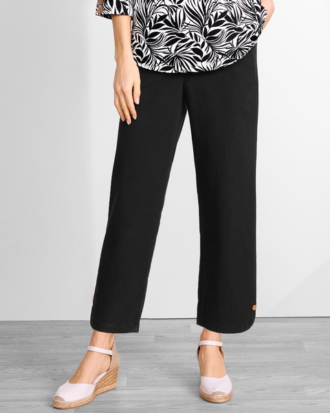Captiva Button-Hem Cropped Pants 