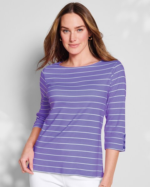 Coastal Cotton Striped Bateau-Neck Tee
