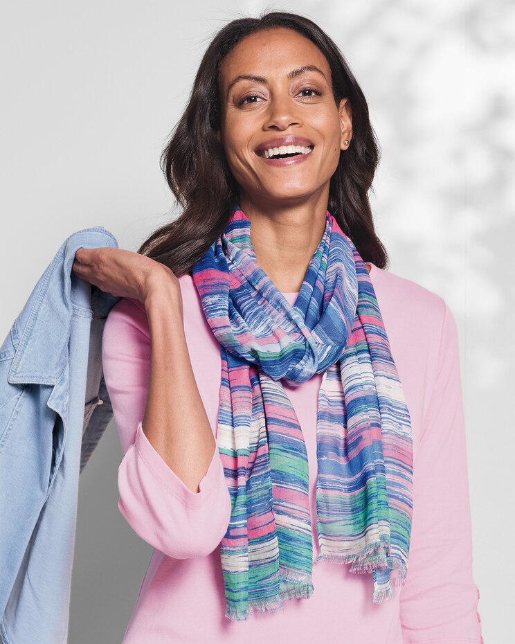 Watercolor Stripe Oblong Scarf image number 1