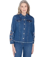 Alfred Dunner® Scottsdale Floral Embroidered Fringe Jacket thumbnail number 1