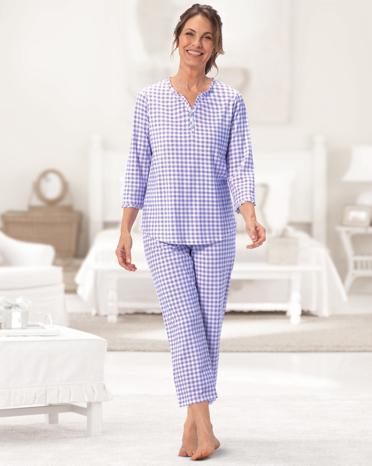 Gingham Luxe Knit Capri Pajamas image number 1
