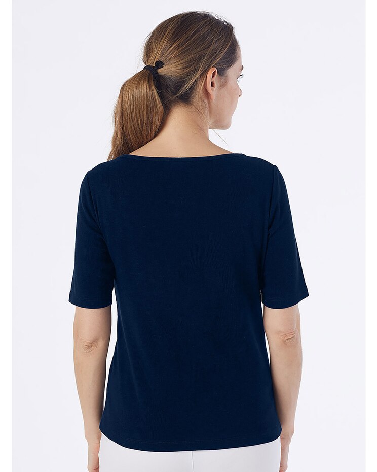 Coastal Cotton Elbow-Sleeve Boatneck Tee image number 2