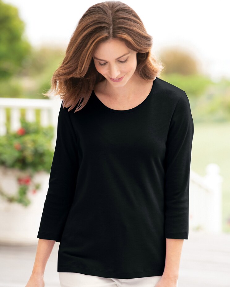 Coastal Cotton 3/4-Sleeve Scoopneck Tee image number 1