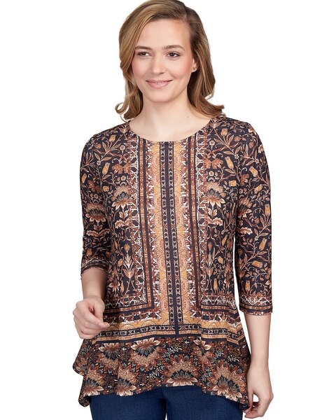 Ruby Rd® Blocked Bandana Paisley Sharkbite Tunic