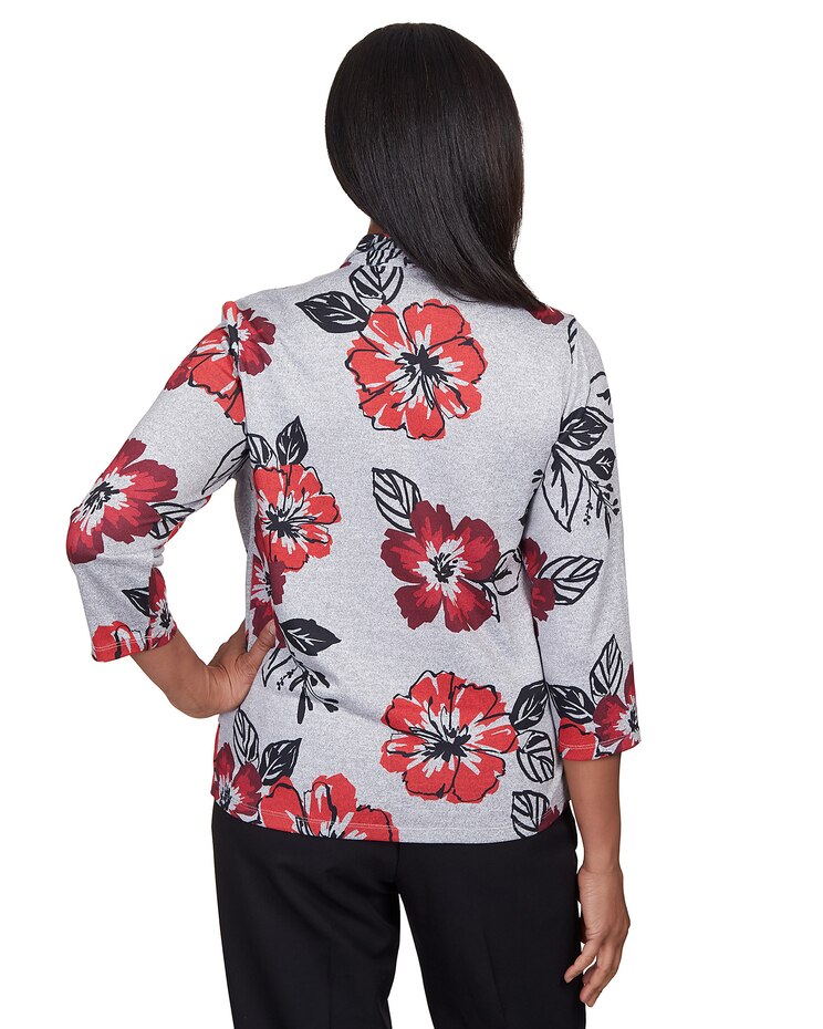 Alfred Dunner® Stamped Floral Two For One with Necklace Top image number 5