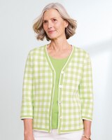 Bayside Cotton Gingham Check Cardigan  thumbnail number 1