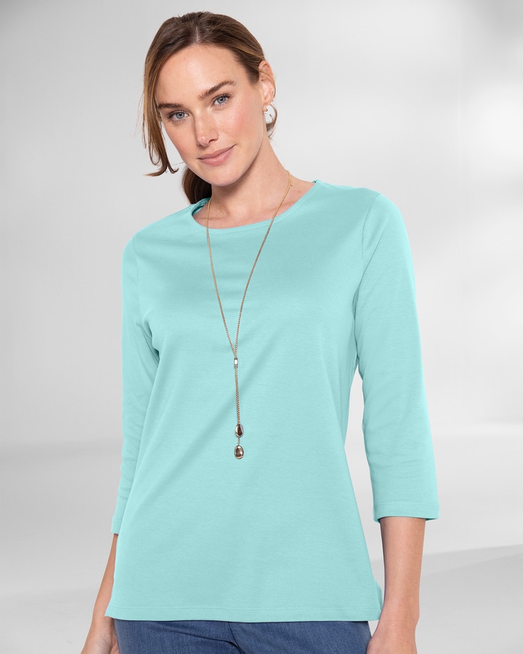 Essential Cotton Solid Jewelneck Tee image number 1