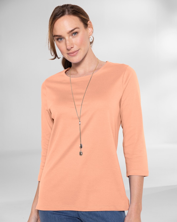 Essential Cotton Solid Jewelneck Tee image number 1