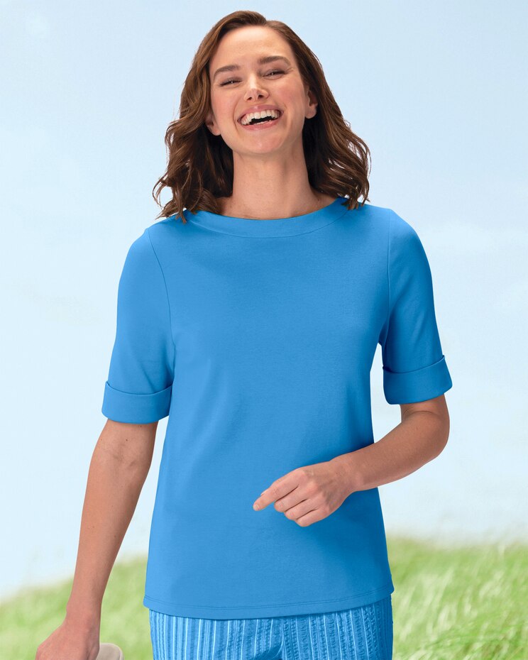 Essential Cotton Roll-Sleeve Tee image number 1