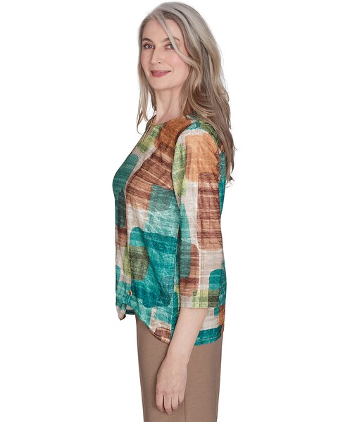 Alfred Dunner® Emerald Isle Color Blocking Texture Top