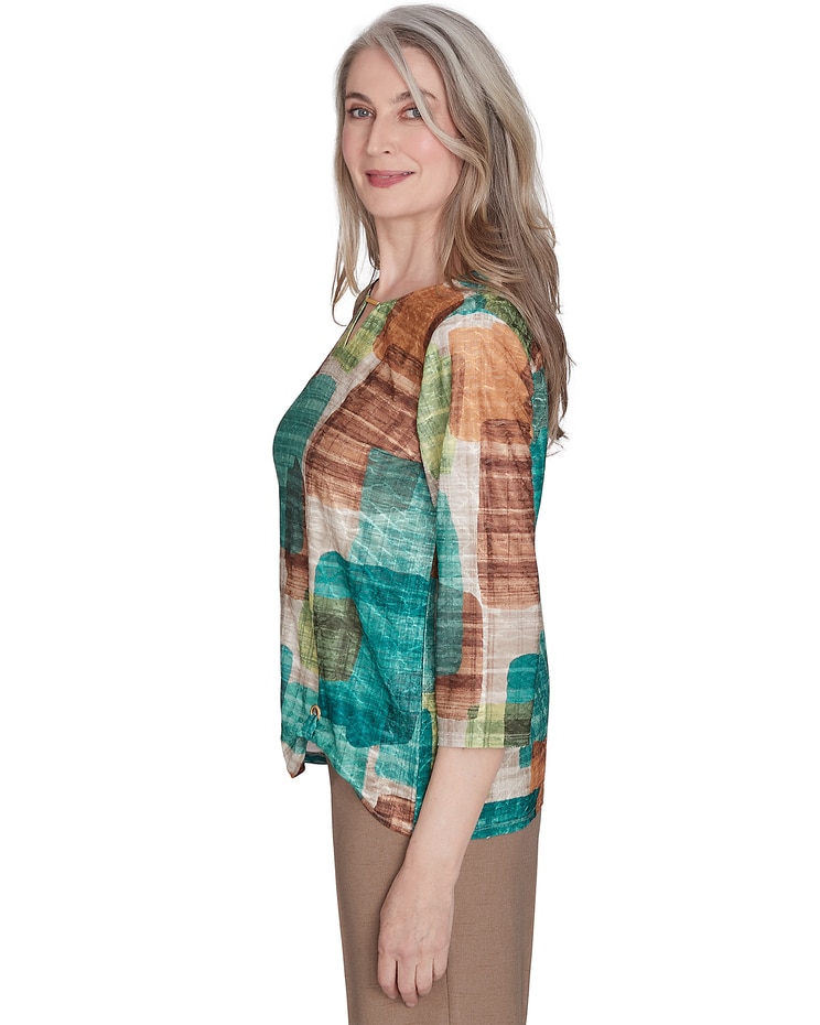 Alfred Dunner® Emerald Isle Color Blocking Texture Top image number 4