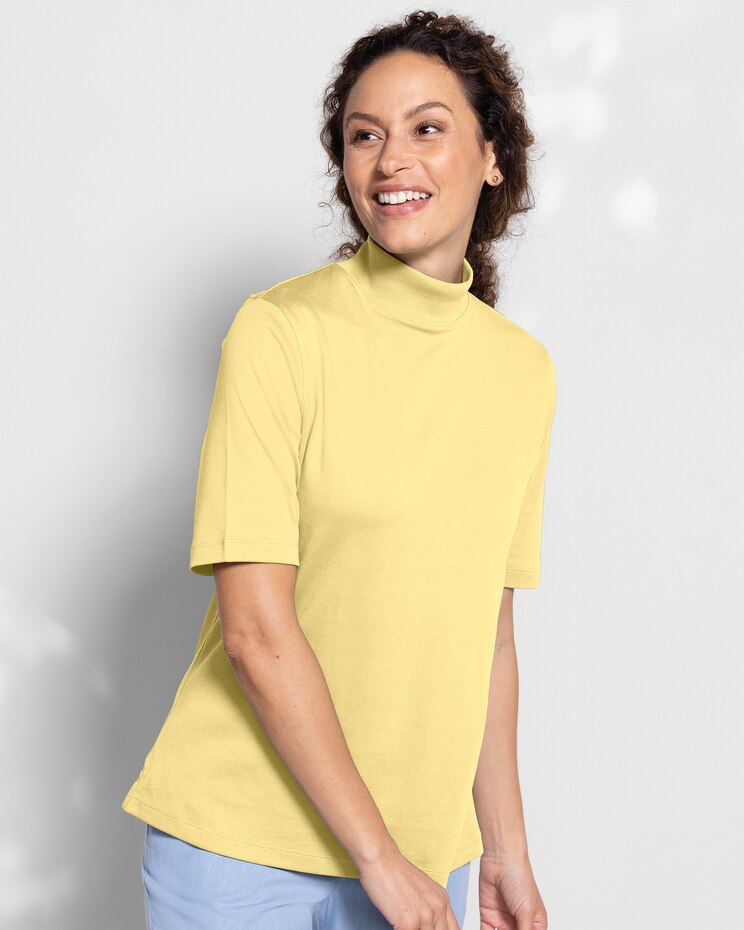 Essential Cotton Elbow-Sleeve Mockneck image number 1