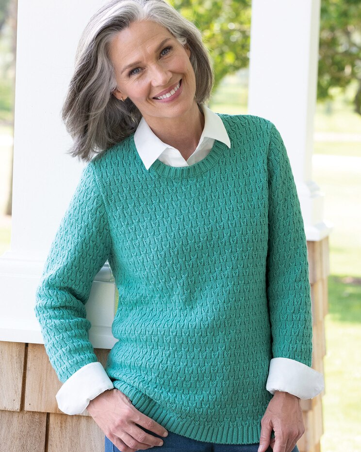 Cotton Basketweave Sweater image number 1