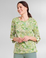 Essential Cotton Sedona Batik-Print Roll-Sleeve Tee  thumbnail number 1