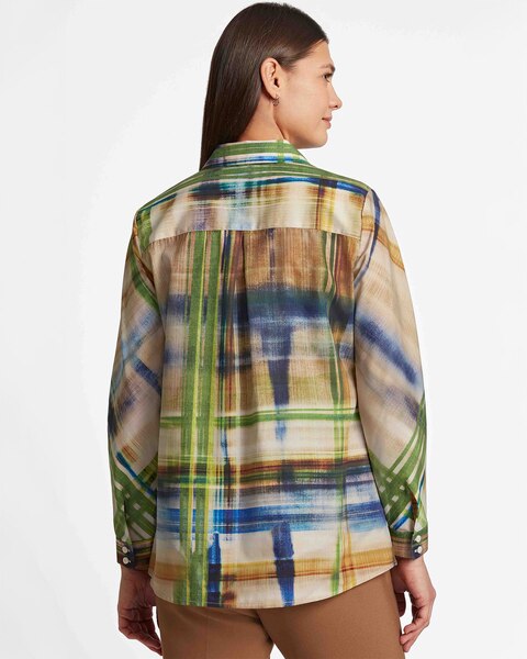 Foxcroft Delia Painterly Plaid Popover