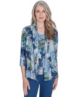 Alfred Dunner® Classics Watercolor Floral Melange Two in One Top thumbnail number 1