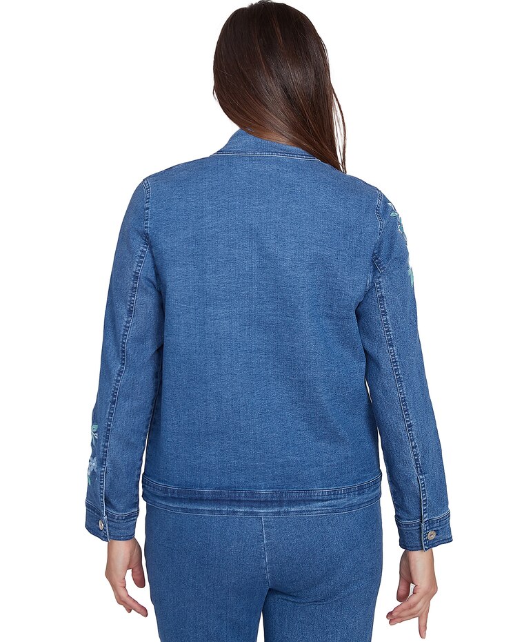 Alfred Dunner® Lake Victoria Floral Embroidered Denim Jacket image number 2