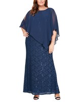 Beaded Shoulder Attached Cape Dress thumbnail number 4