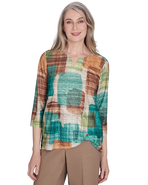 Alfred Dunner® Emerald Isle Color Blocking Texture Top