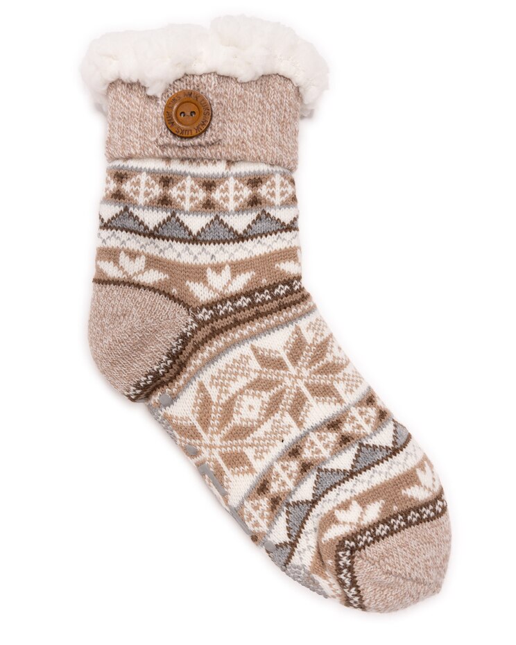 MUK LUKS® Women's Fold Over Button Tab Cabin Sock Socks image number 1