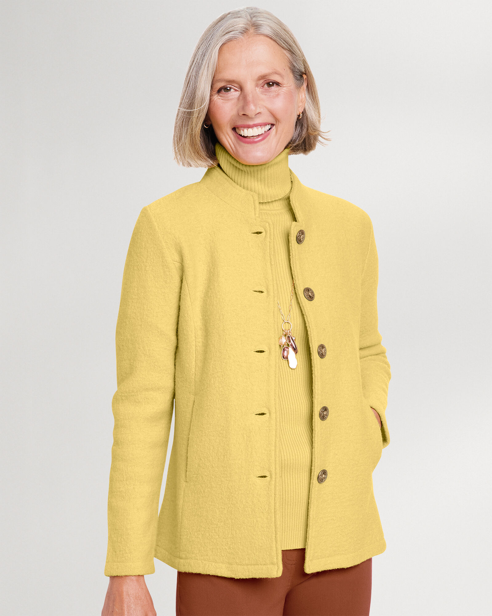 Yellow boiled wool jacket top