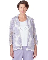 Alfred Dunner® Isn't It Romantic Collared Floral Lace Two In One Top with Necklace thumbnail number 1