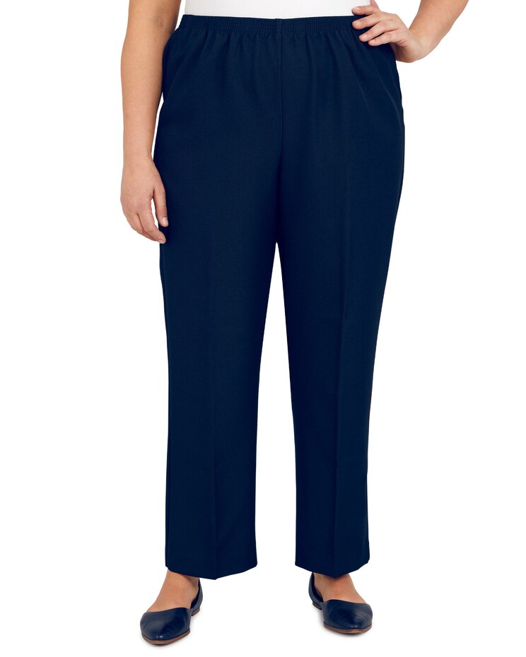 Alfred Dunner Classic Tailored Textured Proportioned Straight Leg Pants image number 1