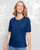 Linen-Blend Elbow-Sleeve Tee thumbnail number 1