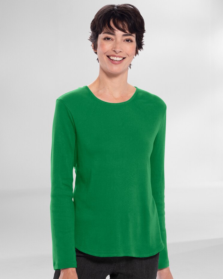 Coastal Cotton Long-Sleeve Solid Scoopneck Tee image number 1