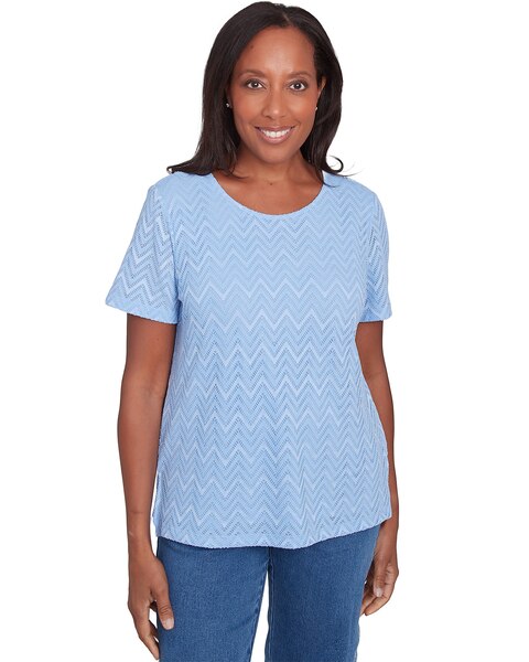 Alfred Dunner® Classics Textured Chevron Lace Back Tee