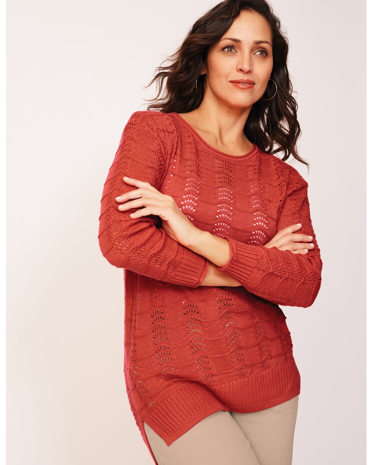 Hi-Low Pointelle Pullover image number 1