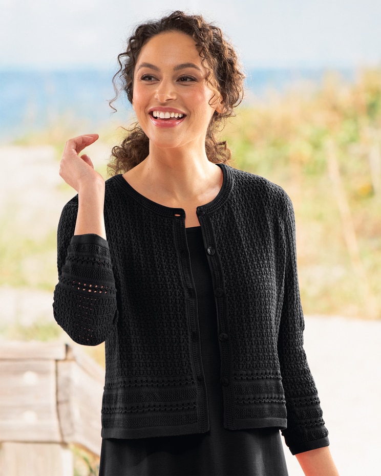 Mixed-Stitch Crochet Cardigan image number 1